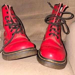 Red Lace-Up Women's Boots